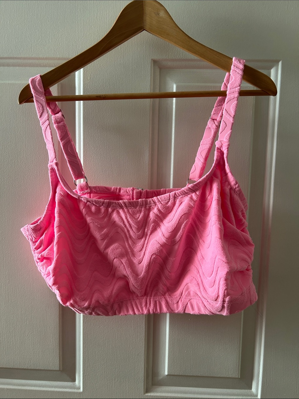 Pink Textured Terry cloth swim bikini top
